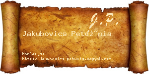 Jakubovics Petúnia névjegykártya